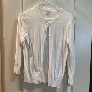 J. Crew White Cardigan Sweater 3/4 Sleeve